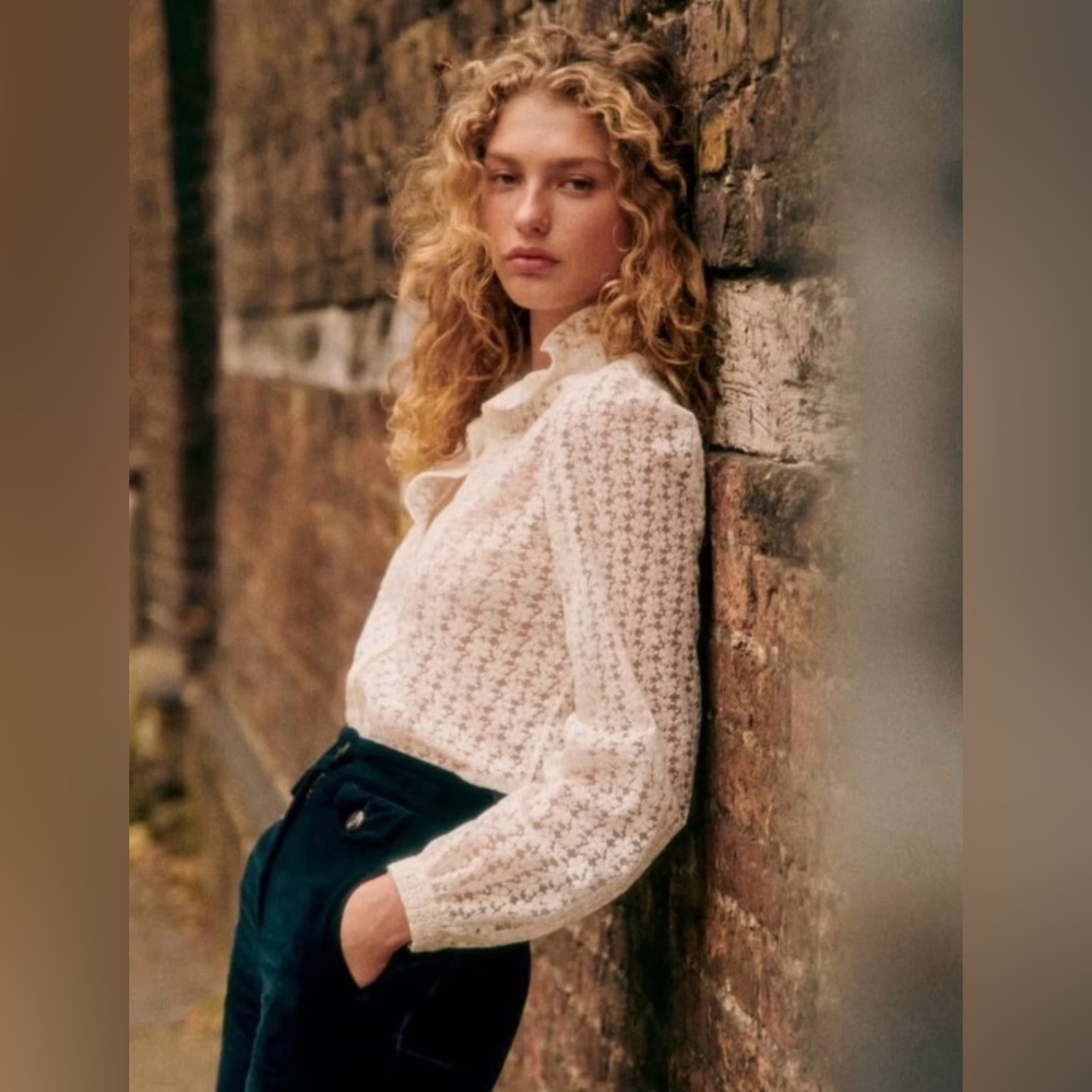 Sezane Cathy Shirt in Ecru